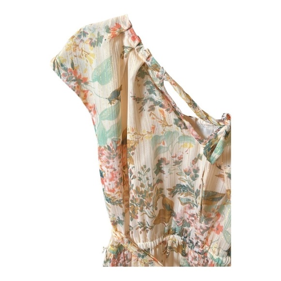 LC Lauren Conrad Pleat Neck Fit & Flare Tropical Vacation Dress Small - Picture 7 of 11